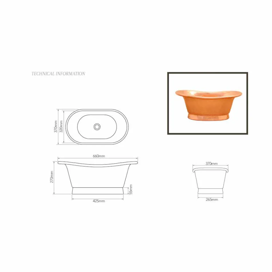 Sink Design-Unterstützung Kupfer handgefertigt Cala Viadurini