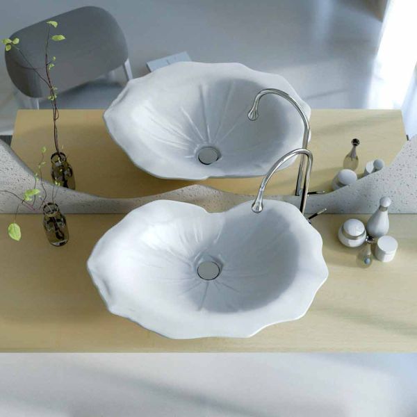 Aufsatzwaschbecken in blattform, modernes design, farfuglium
