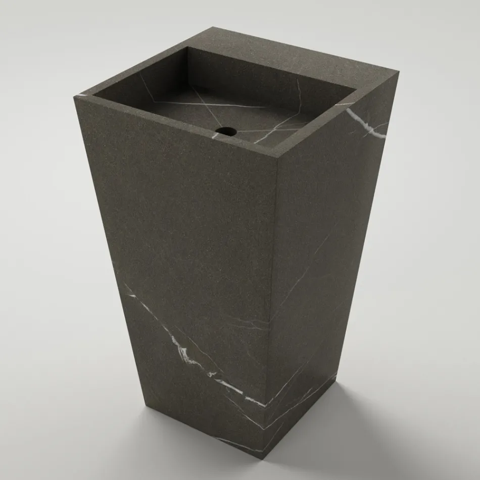 Säulen-Badezimmerwaschbecken aus Feinsteinzeug Made in Italy - Baia Viadurini