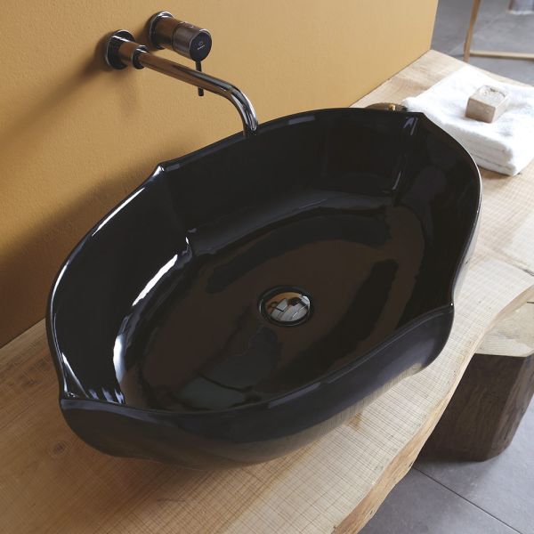 Aufsatzwaschbecken aus glänzender keramik l 69 cm made in italy - oscar