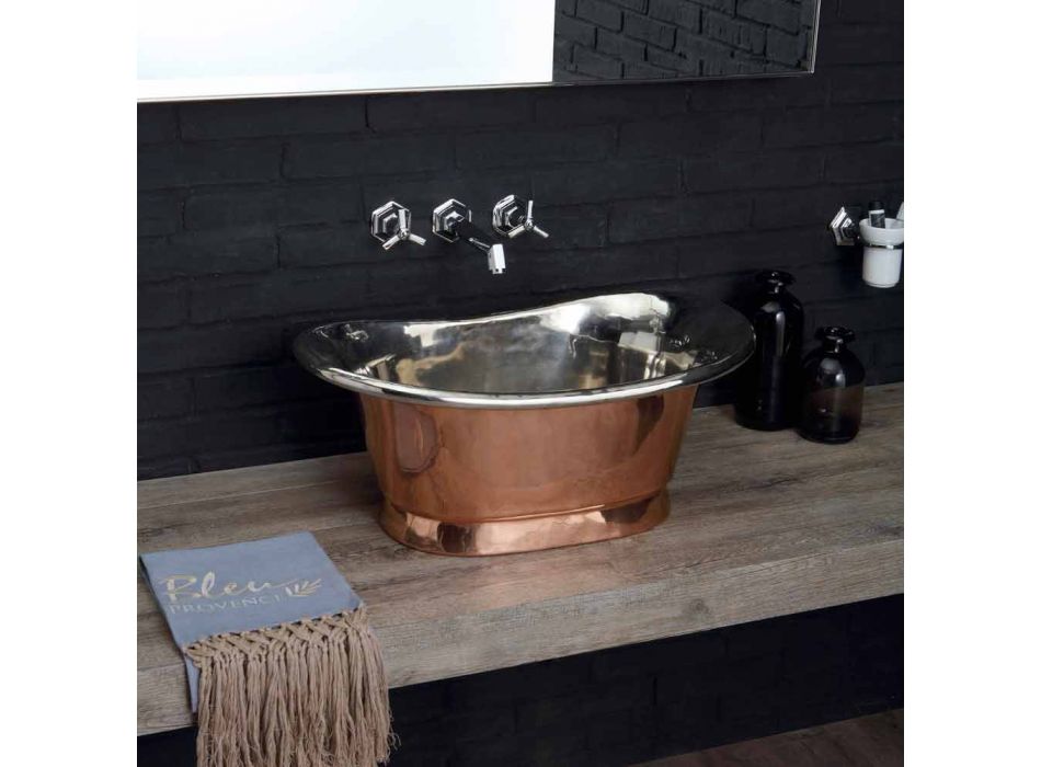 Waschbecken Badezimmer Kupfer und weiß Eisen Cala zu unterstützen