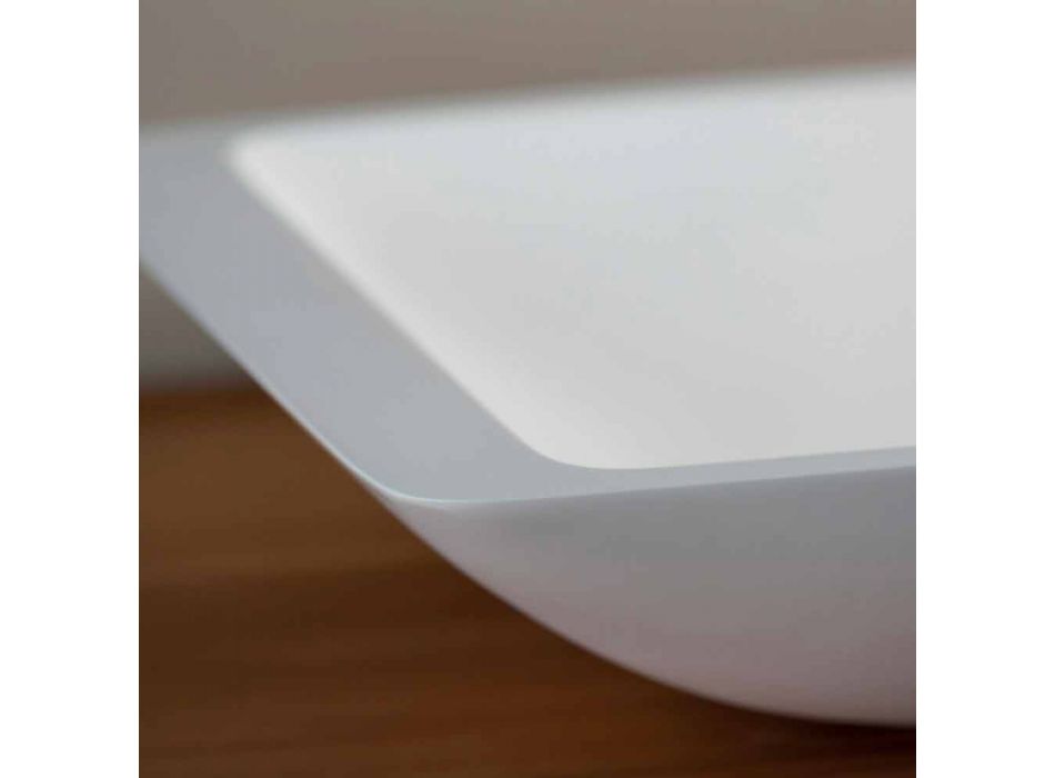 Rechteckiges Aufsatzwaschbecken aus weißem Mineralwerkstoff - Albertina Viadurini