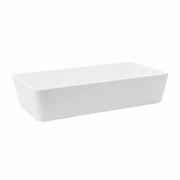 Rechteckiges aufsatzwaschbecken in solid surface white finish - sider