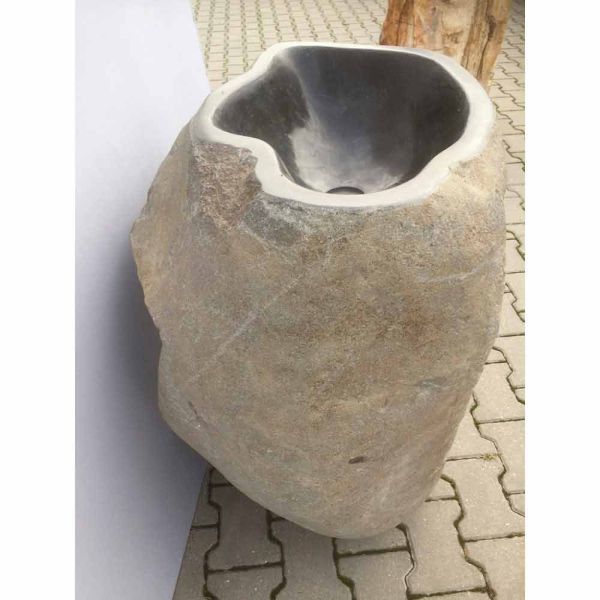 Design freistehendes waschbecken aus naturstein stute, einzelstück