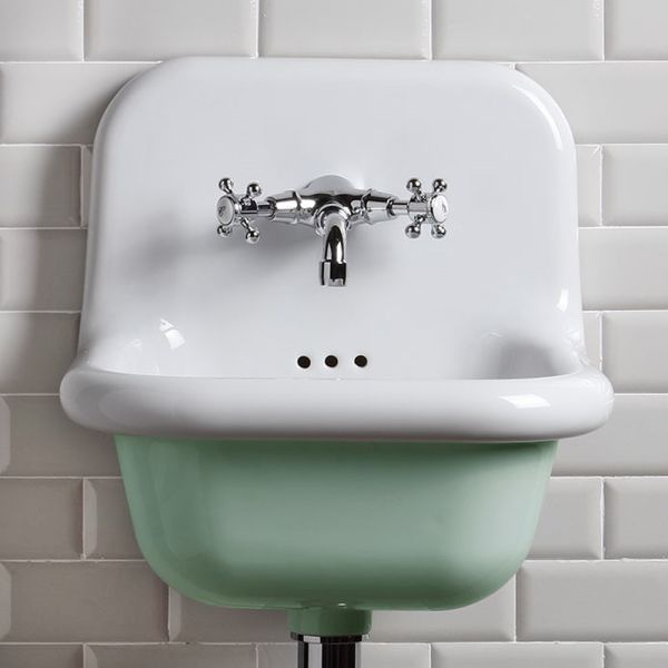 Hängendes badezimmer-waschbecken aus weißer und farbiger keramik 42 cm - meridiano