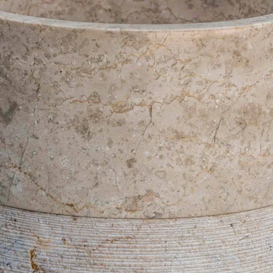 Freistehendes Badezimmer-Waschbecken in Marmor-Elfenbein-Finish Zylindrische Form - Cremino Viadurini