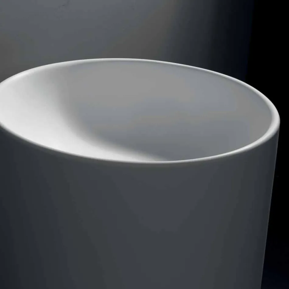 Freistehendes Badezimmer-Waschbecken aus weißem Harz mit zylindrischer Form - Libertine Viadurini