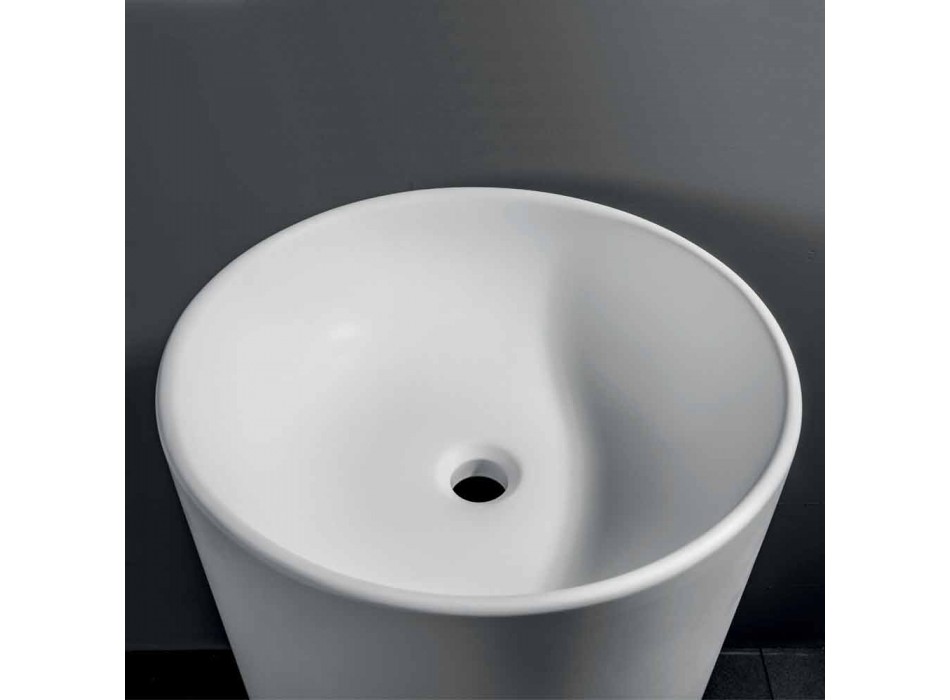 Freistehendes Badezimmer-Waschbecken aus weißem Harz mit zylindrischer Form - Libertine Viadurini