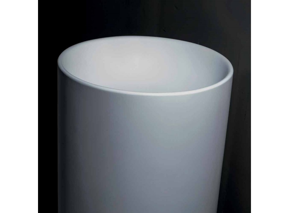 Freistehendes Badezimmer-Waschbecken aus weißem Harz mit zylindrischer Form - Libertine Viadurini