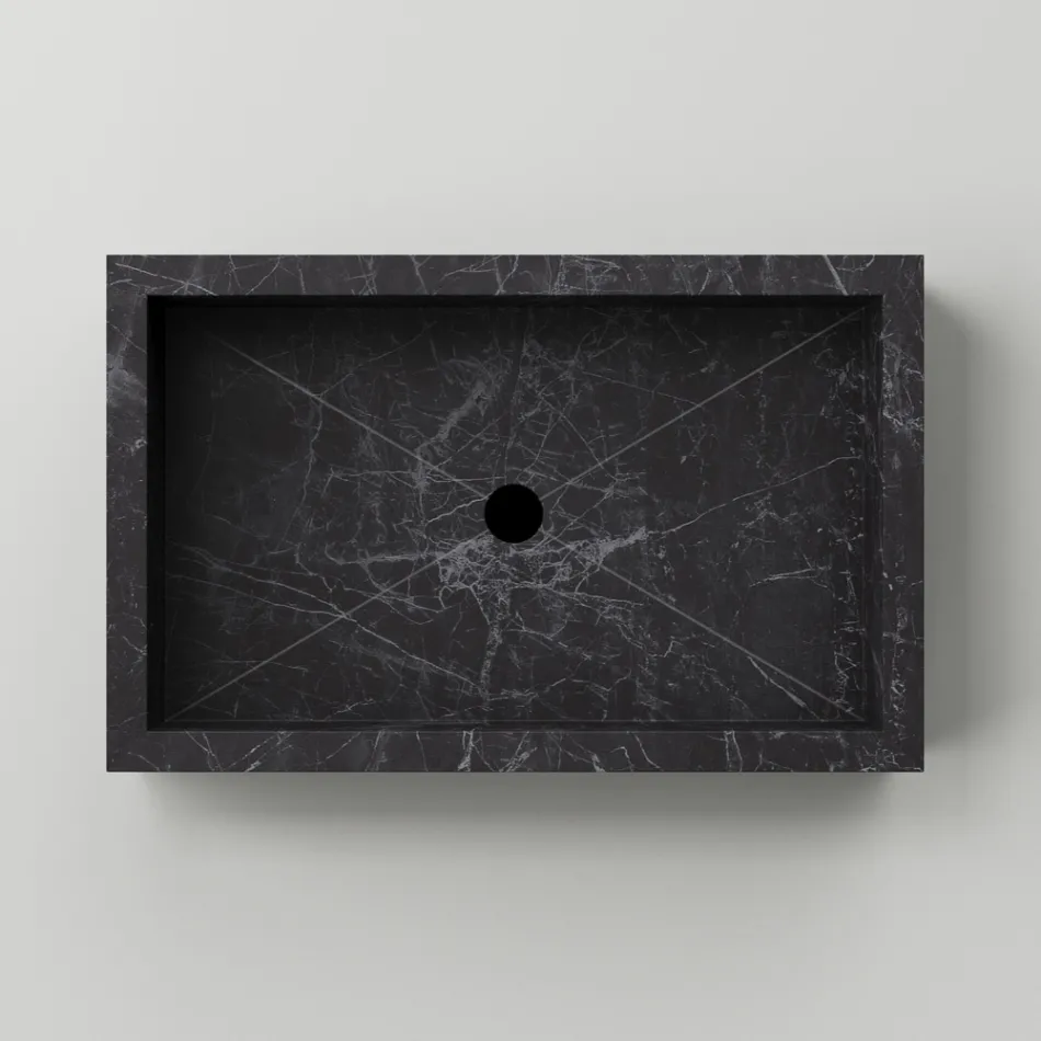 Waschbecken aus Feinsteinzeug mit Marmoroptik Made in Italy - Ludmilla Viadurini