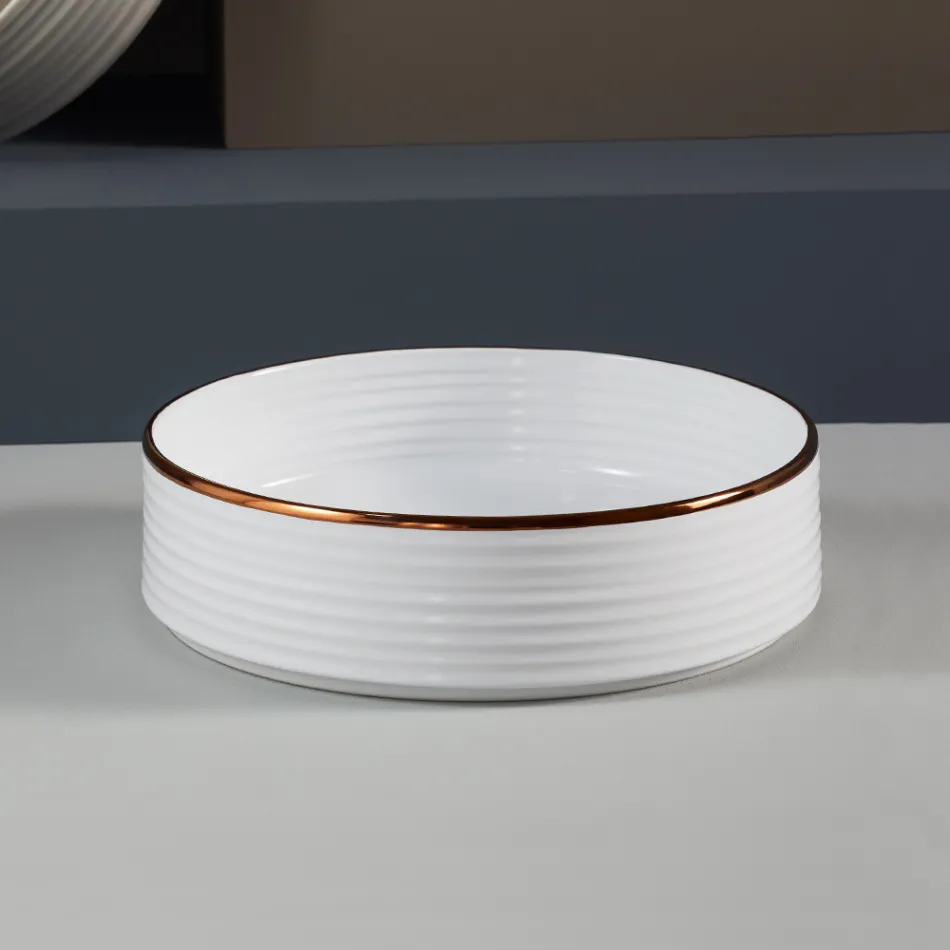 Waschbecken aus handgedrehtem Feinsteinzeug, hergestellt in Italien – Darts Viadurini