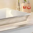 Halbeinbauwaschbecken aus Schamott und Platin, hergestellt in Italien, Guido Viadurini