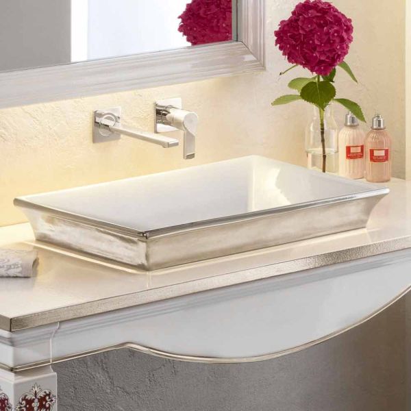 Halbeinbauwaschbecken aus platin und gold 24 karat, guido