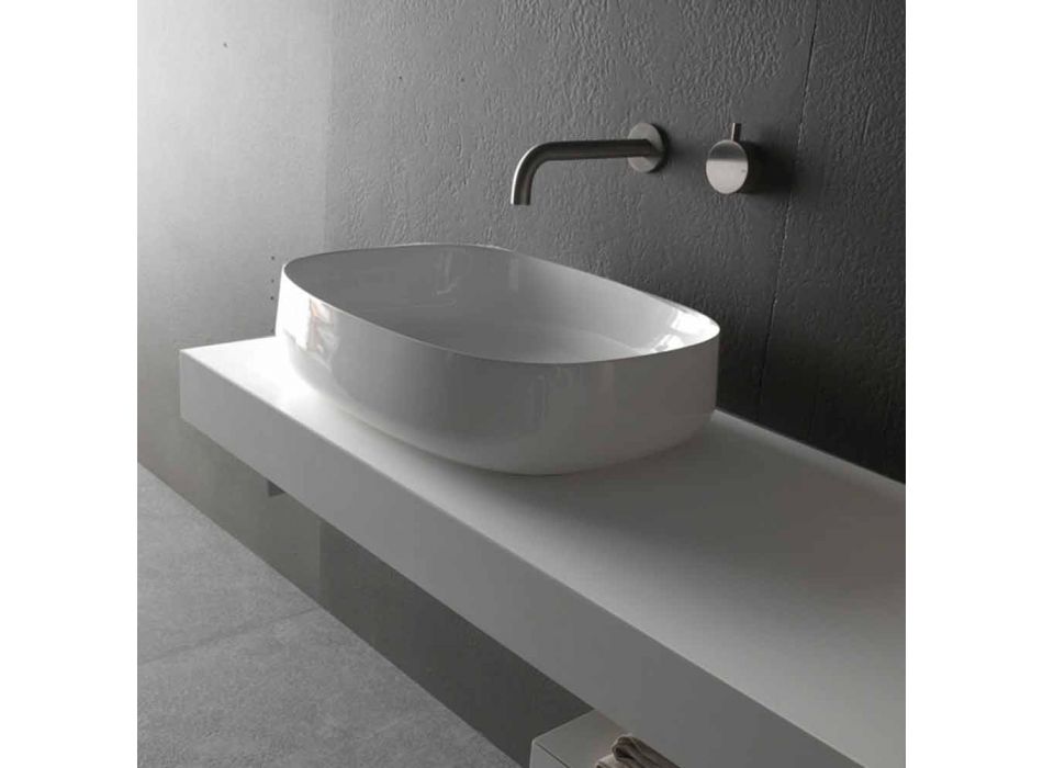 Modernes Design White Countertop Keramik Waschbecken Made in Italy - Tune2 Viadurini