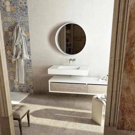 Zentrales Waschbecken mit Design-Badezimmeroberseite hergestellt in Italien Gemona Viadurini
