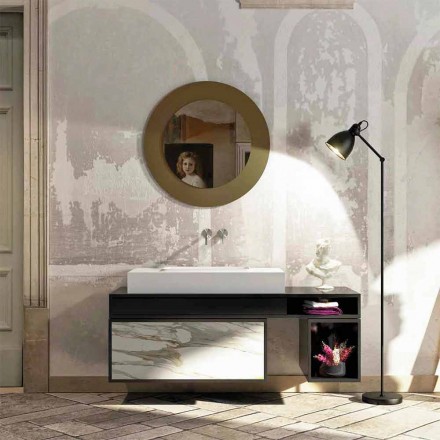 Zentrales Waschbecken und Design-Badezimmeroberseite hergestellt in Italien Voghera Viadurini