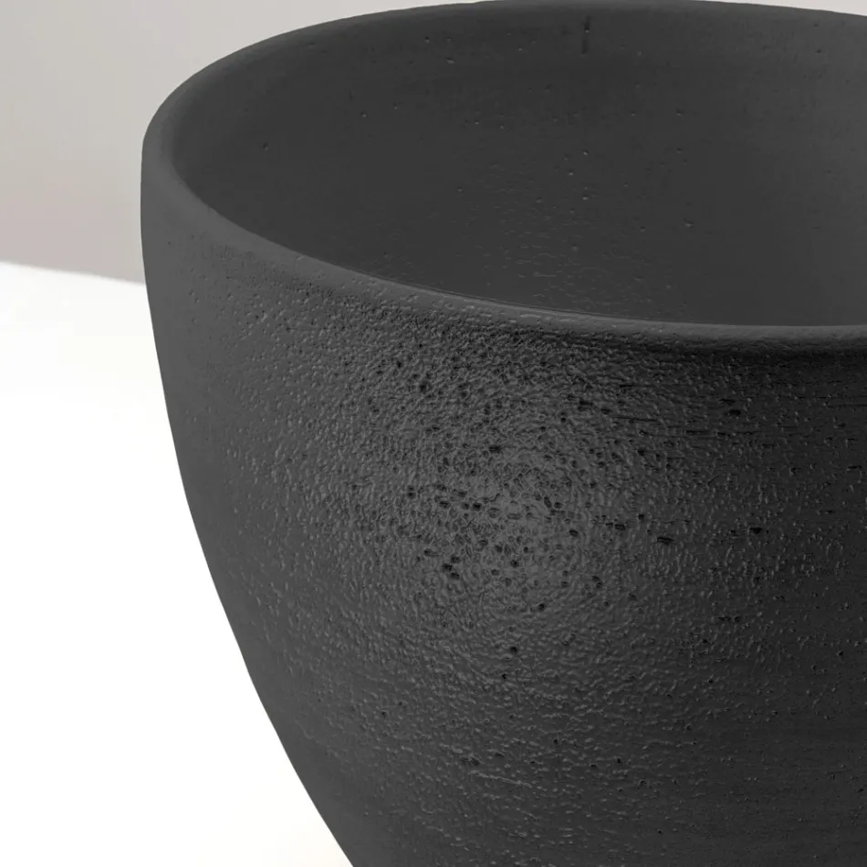 Konisches Aufsatzwaschbecken aus handgedrehtem Schamotte – Orbite Viadurini