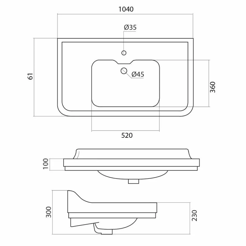 Waschtischkonsole aus weißer Keramik im klassischen italienischen Design, Swami Viadurini