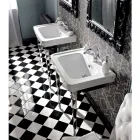 Waschbecken Konsole 65 cm in Keramik mit Metallfüßen, Vintage Style - Marwa Viadurini