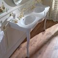Doppelschüssel Consolle Waschbecken mit Keramikfüßen, Made in Italy - Paulina