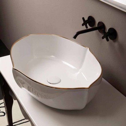 Countertop Design Keramik Weißgold Waschbecken in Italien Oscar gemacht Viadurini