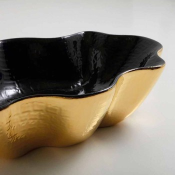 Aufsatzwaschtisch in Schwarz und Gold Keramik Design in Italien Cubo gemacht