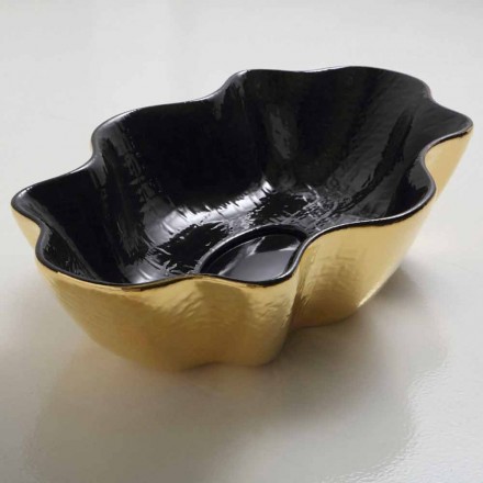 Aufsatzwaschtisch in Schwarz und Gold Keramik Design in Italien Cubo gemacht Viadurini