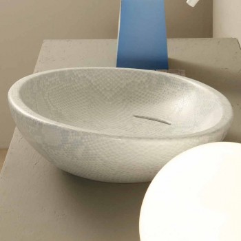 Weißes Design Waschbecken aus Keramik Python in Italien glänzend gemacht