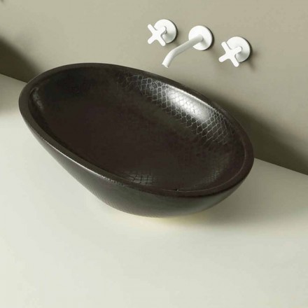 Countertop Design Keramik schwarz Python Waschbecken in Italien gemacht Glossy Viadurini