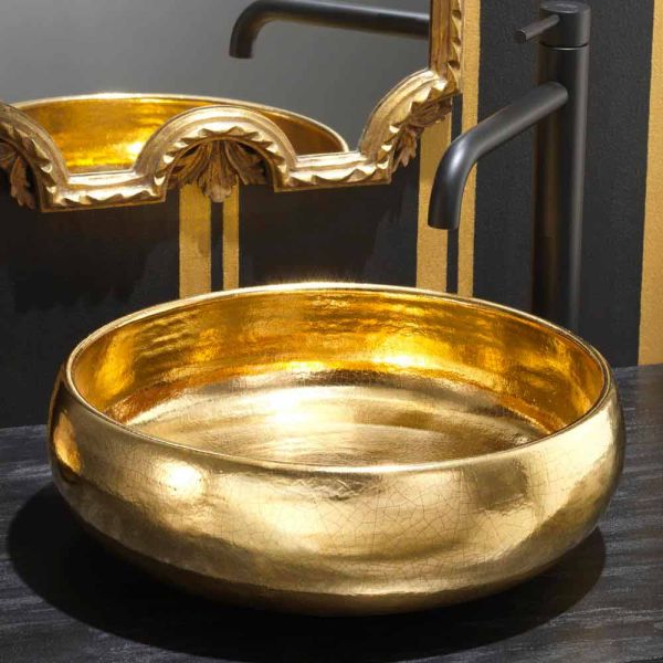 Aufsatzwaschbecken design aus keramik rako 24k gold, ramon