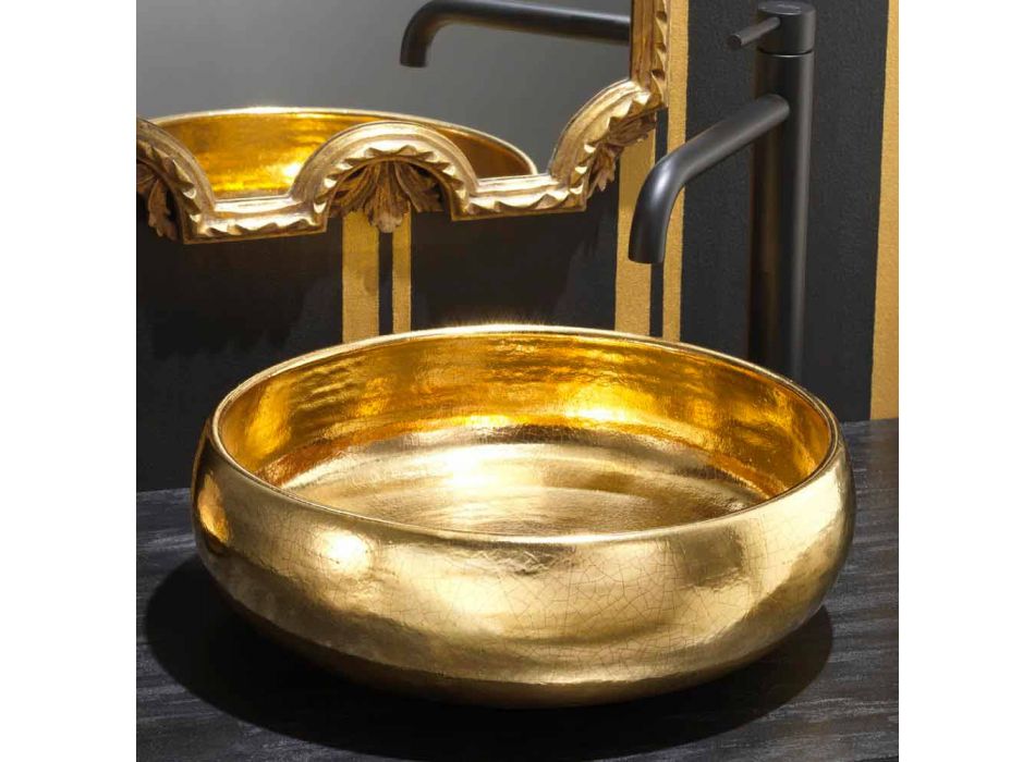 Gold Raku Design Aufsatzwaschtisch made in Italy, Ramon Viadurini