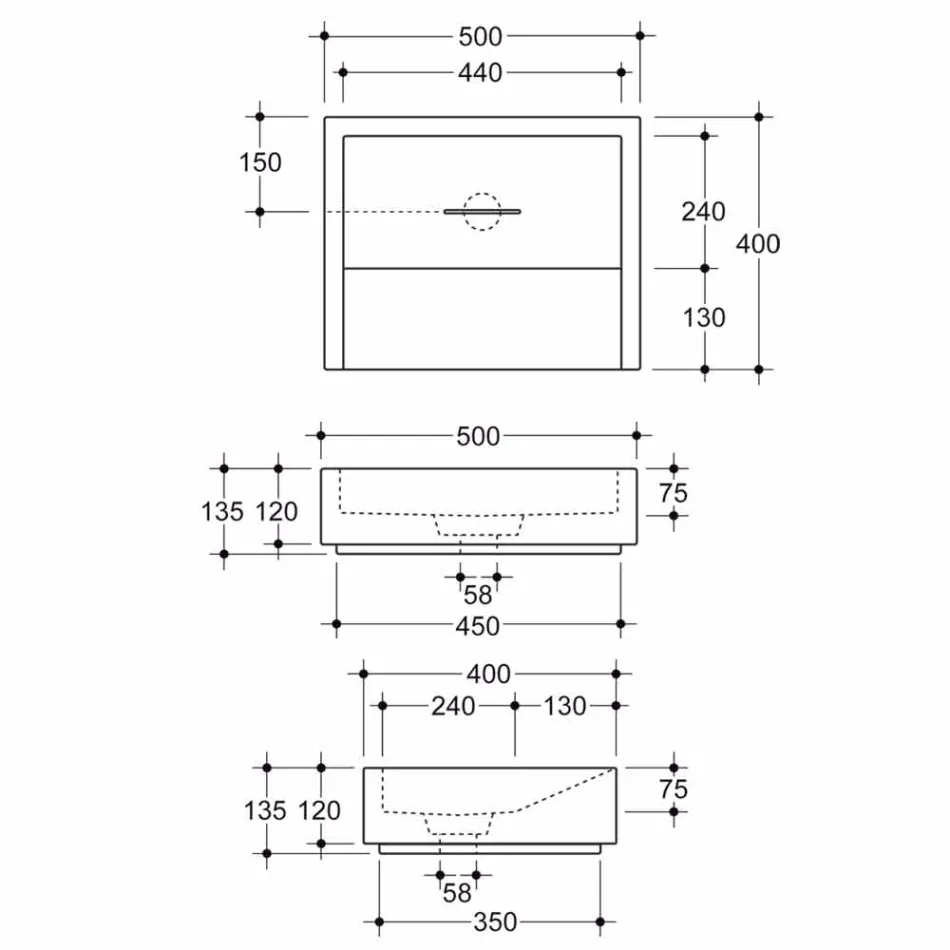 Design rechteckigen Keramik Waschbecken in Italien Dalia gemacht Viadurini