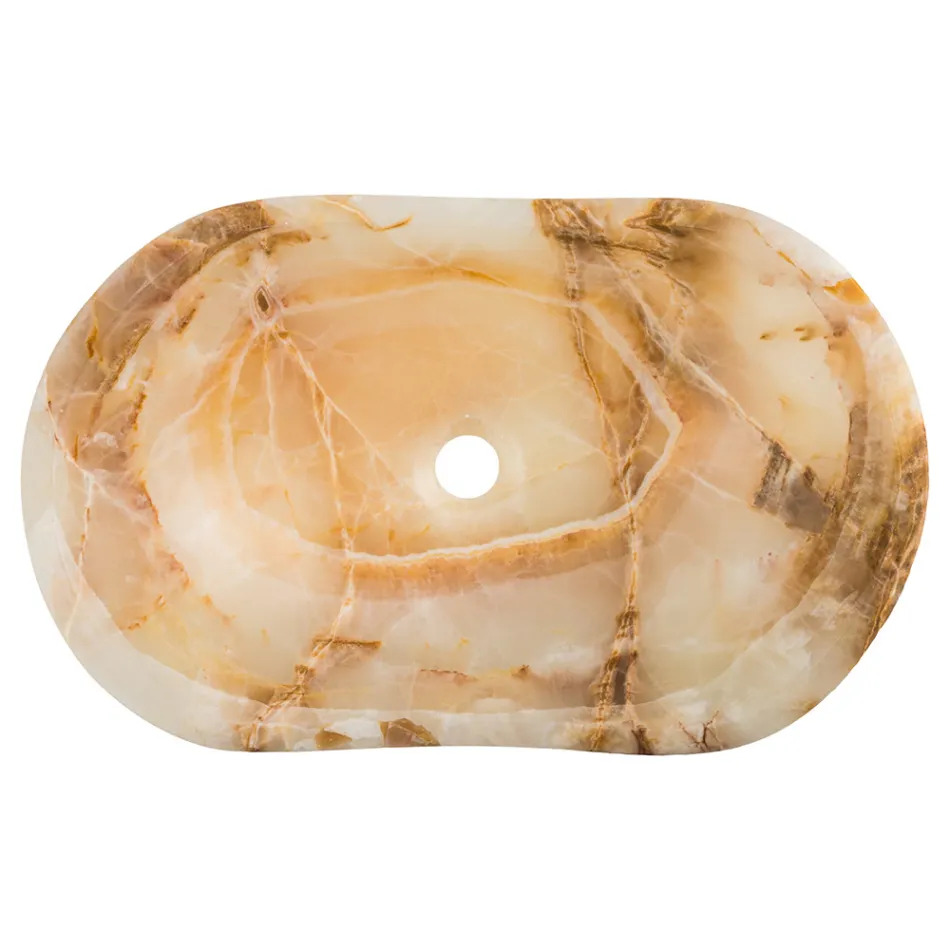 Design-Aufsatzwaschbecken aus Lana-Onyxstein, handgefertigt Viadurini