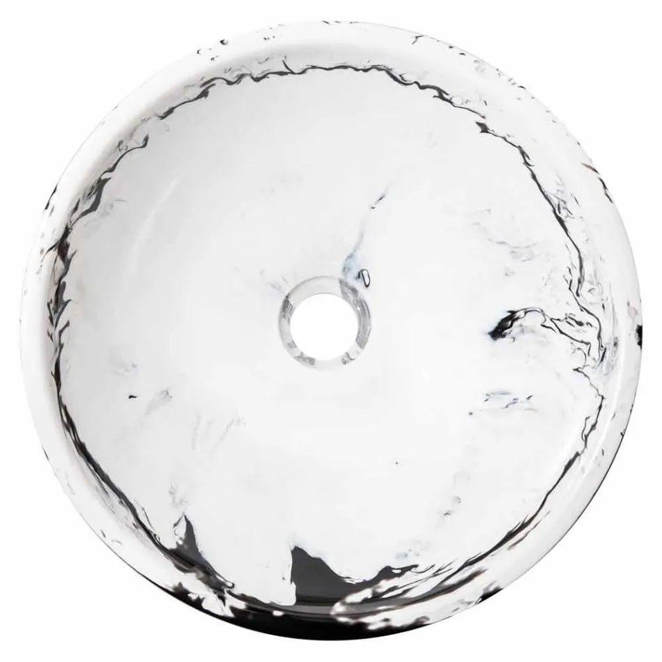 Rundes Design-Waschbecken aus Kunstharz, Bussoleno Viadurini