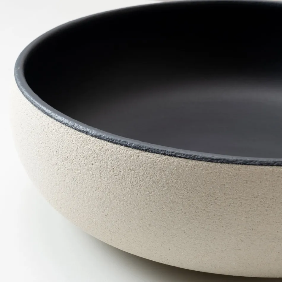 Handgedrechseltes Aufsatzwaschbecken aus hellem oder dunklem Raku-Ton – Prisma Viadurini