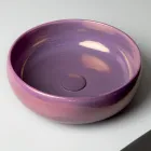 Raku-Ton-Waschtischplatte mit metallischem Craquelé-Glanz – Prisma Viadurini