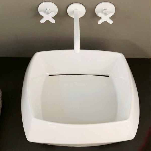 Aufsatzwaschbecken aus weißer keramik, modernes design simon, italy