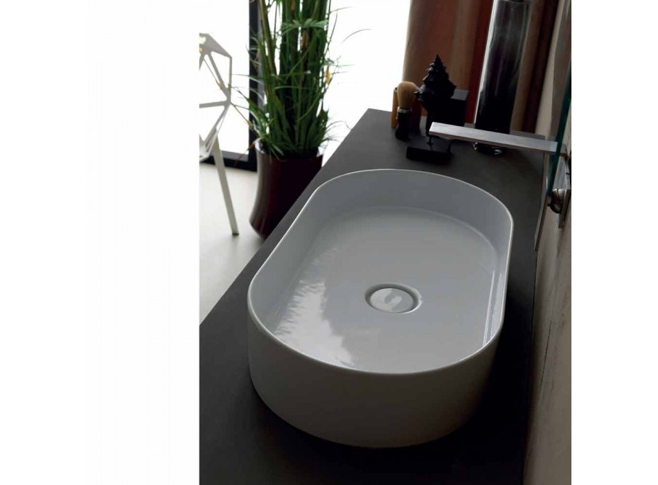Modernes Design Waschbecken aus Keramik Sun gemacht Italien 65x35 cm