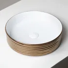 Aufsatzwaschbecken aus gewelltem Feinsteinzeug, hergestellt in Italien - Vibrazione Viadurini