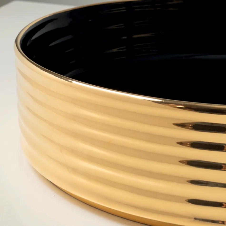 Aufsatzwaschbecken aus gewelltem Feinsteinzeug, hergestellt in Italien - Vibrazione Viadurini