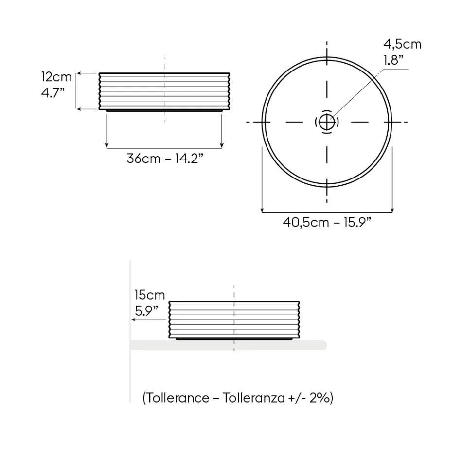 Aufsatzwaschbecken aus gewelltem Feinsteinzeug, hergestellt in Italien - Vibrazione Viadurini