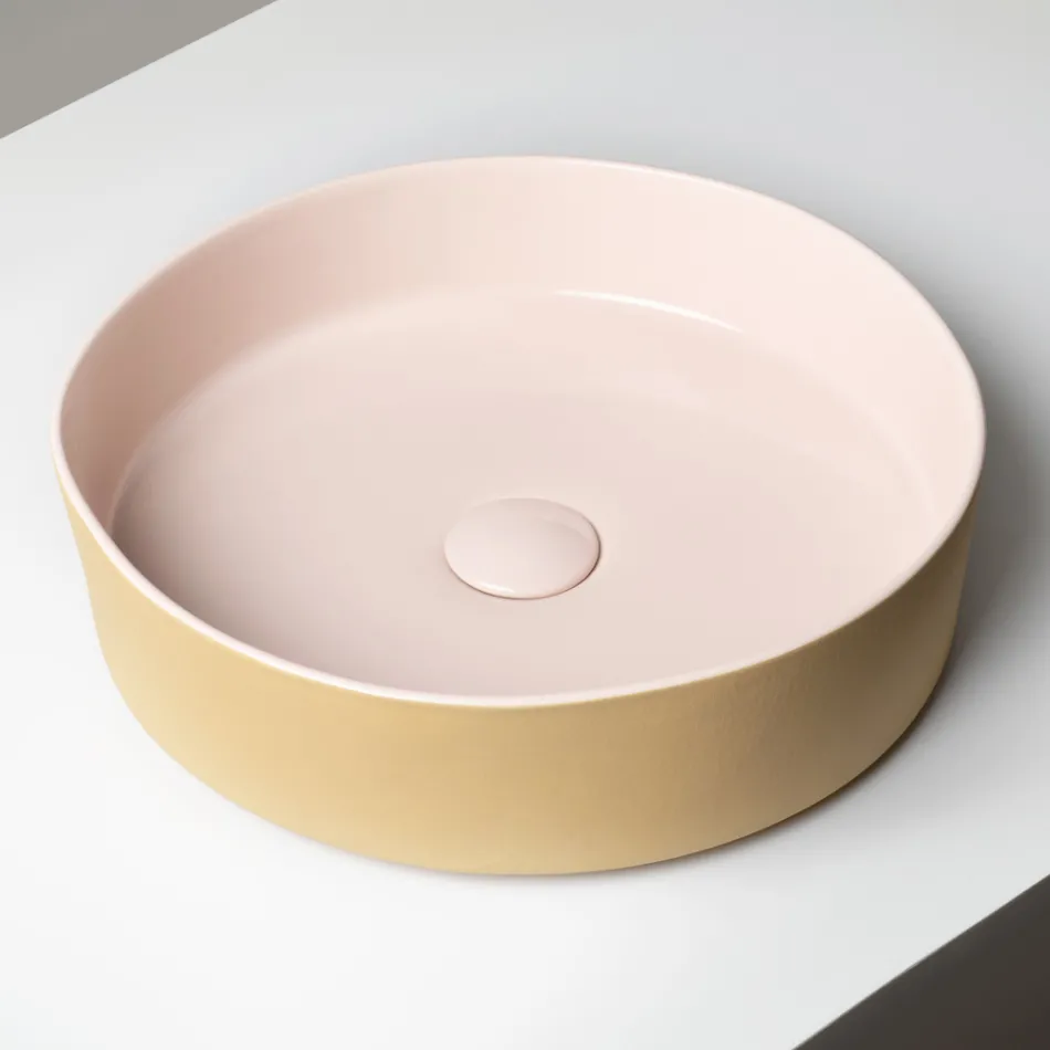 Halo Aufsatzwaschbecken aus handgedrehtem Feinsteinzeug, hergestellt in Italien Viadurini