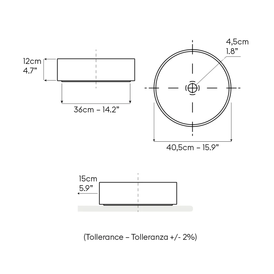 Halo Aufsatzwaschbecken aus handgedrehtem Feinsteinzeug, hergestellt in Italien Viadurini