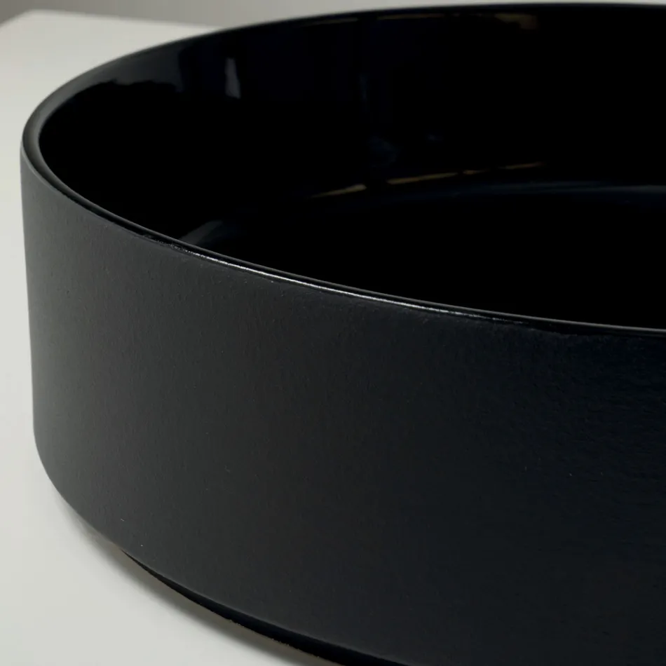 Halo Aufsatzwaschbecken aus handgedrehtem Feinsteinzeug, hergestellt in Italien Viadurini