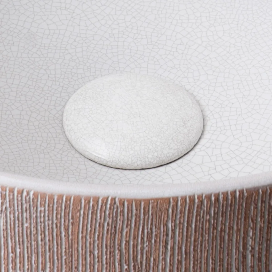 Balance Hand-Stripped Natural Red Earth Aufsatzwaschbecken Viadurini