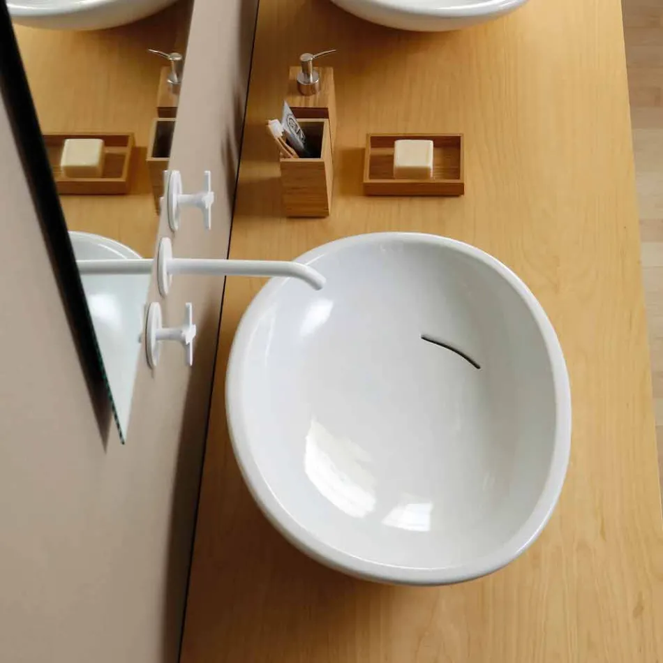 Design geneigten Keramik Waschbecken in Italien glänzend gemacht Viadurini