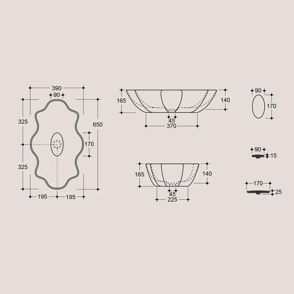 Modernes Aufsatzwaschbecken aus glänzender Keramik Made in Italy - Cube Viadurini