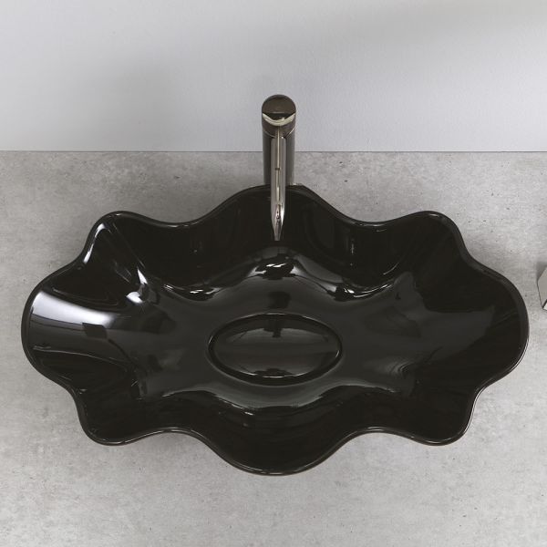 Modernes aufsatzwaschbecken aus glänzender keramik l 65 cm made in italy - cube