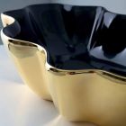 Modernes Aufsatzwaschbecken aus Gold und schwarzer Keramik aus italienischem Cubo Viadurini