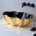 Aufsatzwaschbecken aus goldener und schwarzer Keramik, hergestellt in Italy Cubo